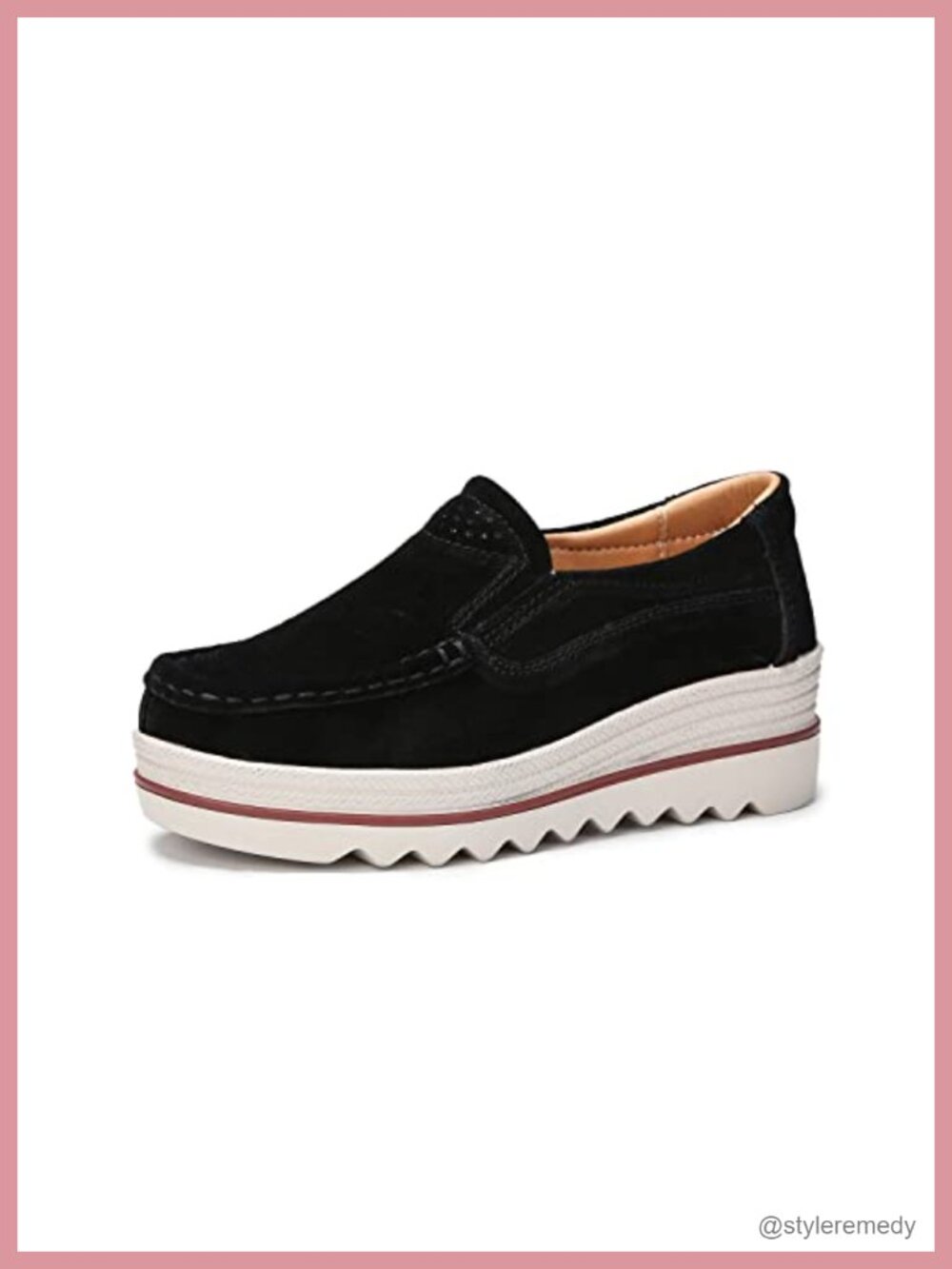 Suede Platform Loafers Slip On Comfort Work Walking Shoes